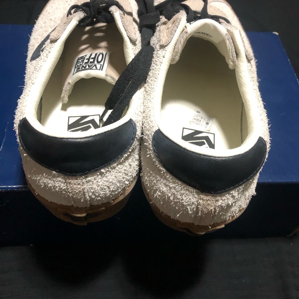VANS OFF THE WALL SKATER SHOE MEN SIZE 10.5 TEXTURED LEATHER CREAM BLACK PRO NEW - Picture 3 of 6